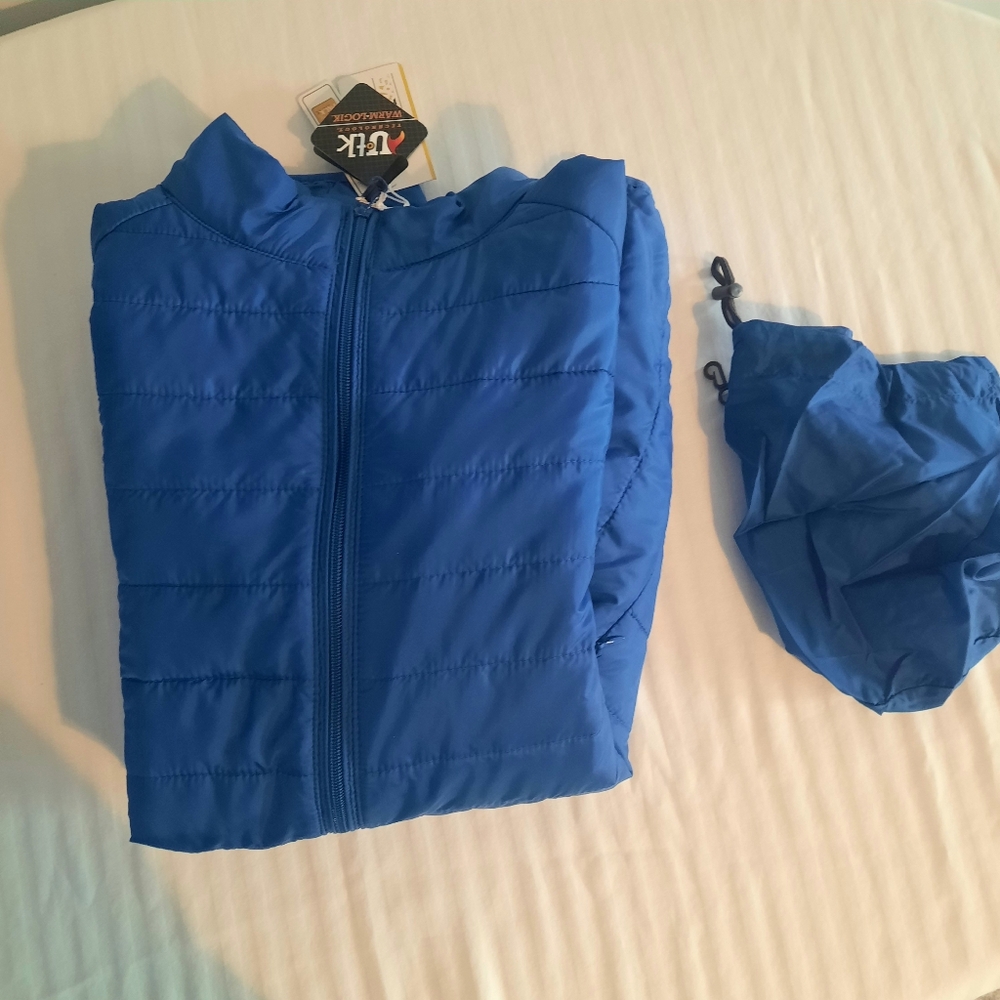 Mens Blue Puffer Jacket Size Large - Picture 7 of 12